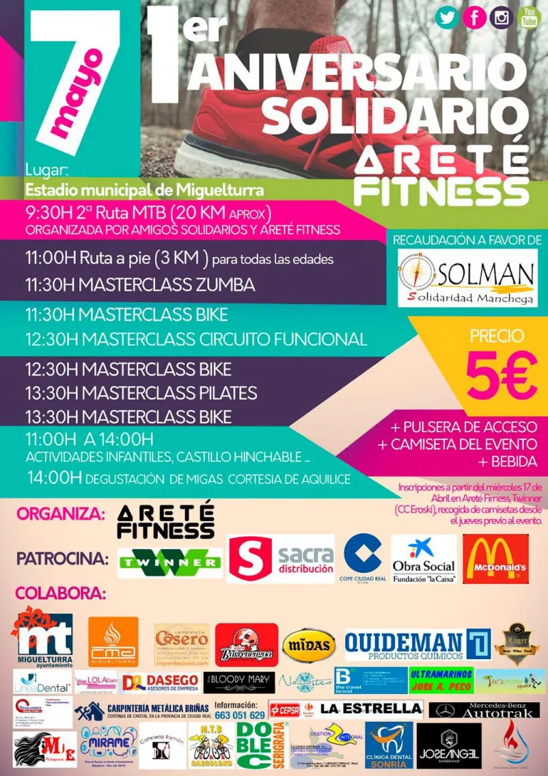 evento imagen del cartel Primer Aniversario Areté Fitness, mayo 2017