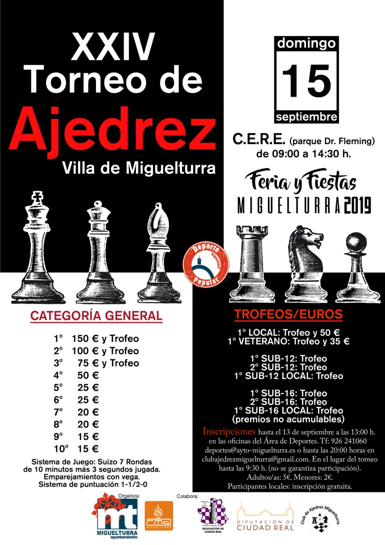 evento imagen cartel anunciador Torneo Ajedrez Ferias 2019 Miguelturra