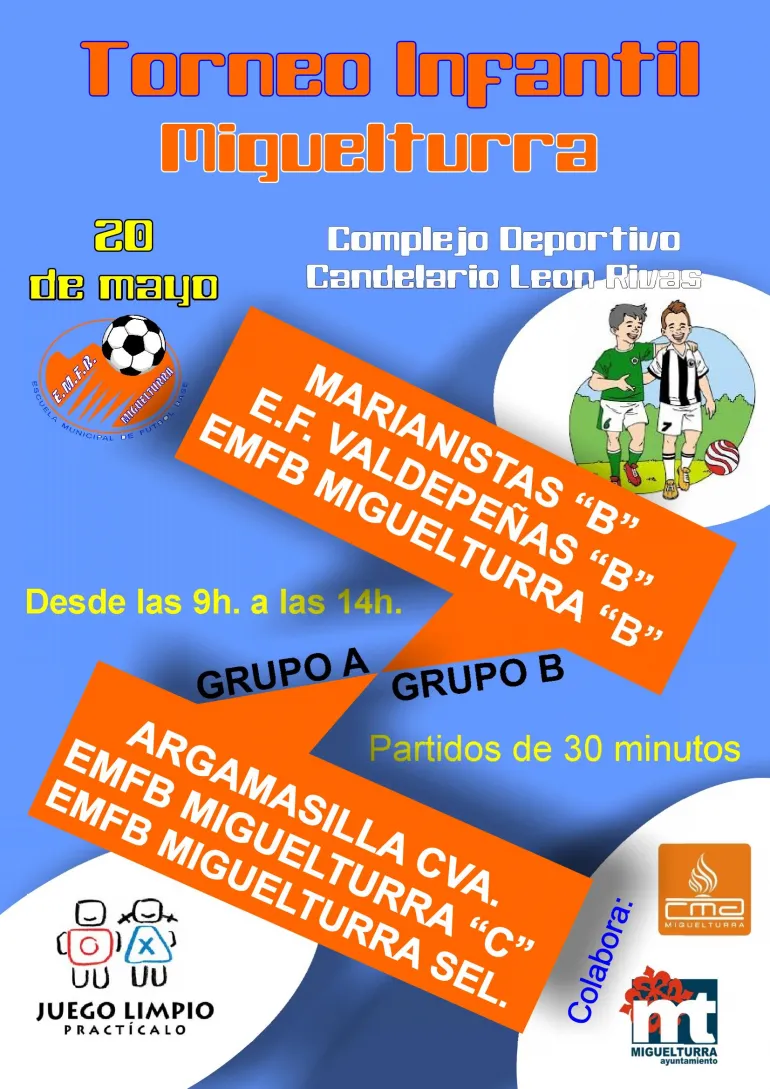 evento imagen del cartel del torneo de fútbol infantil, mayo 2018