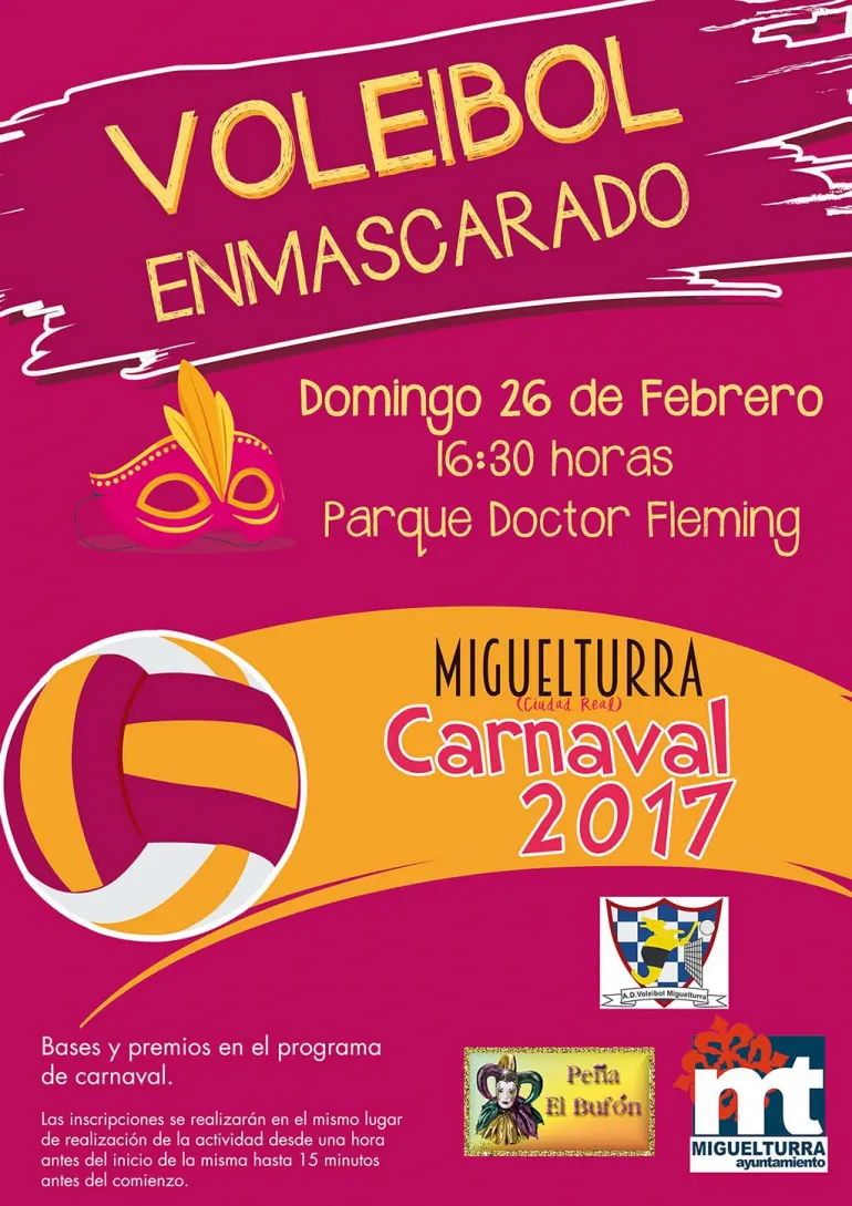 evento imagen del cartel del concurso voleibol enmascarado carnaval 2017