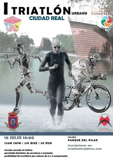 imagen del cartel de la Triatlón Urbana de Ciudad Real, 10 julio 2016