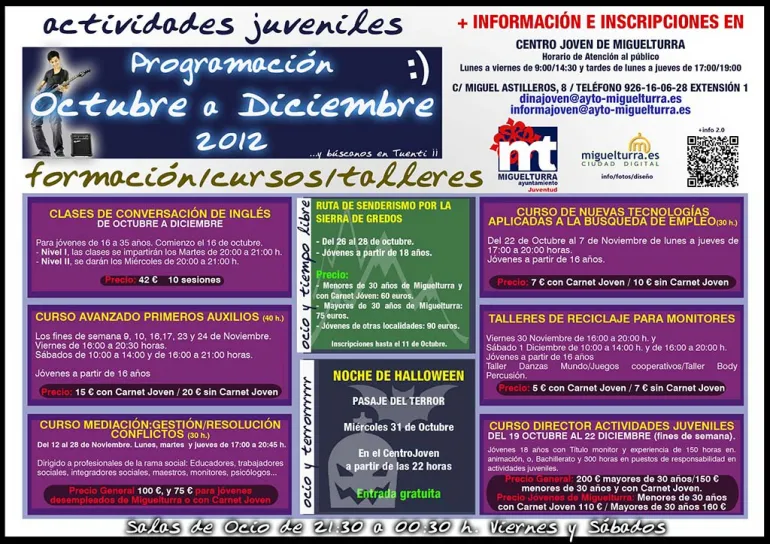 imagen cartel actividades juventud hasta dic 2012