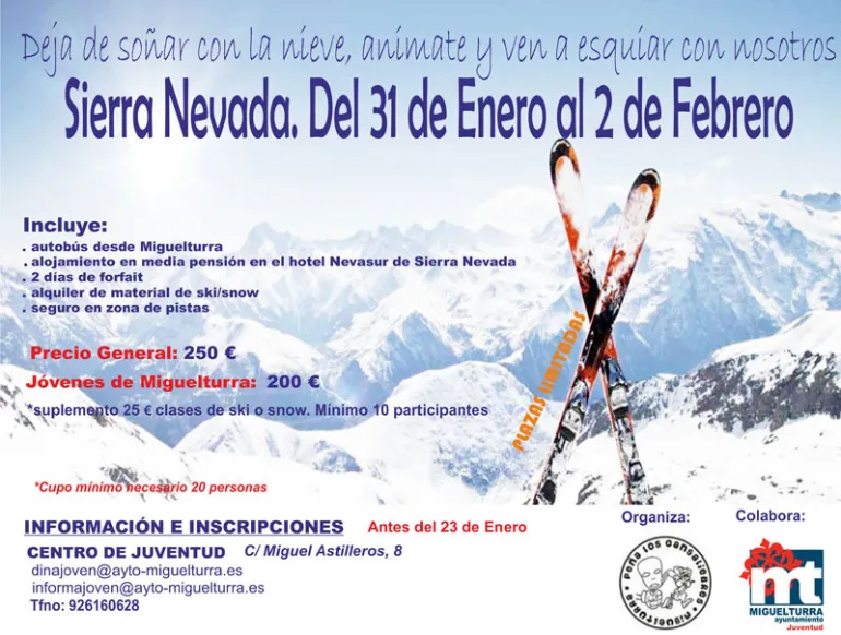 imagen cartel viaje a Sierra Nevada, enero 2014