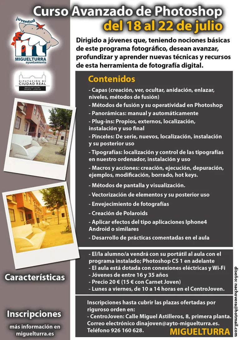 imagen cartel cursos photoshop, julio 2011