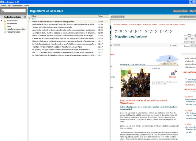 miguelturra.es en un lector de noticias RSS