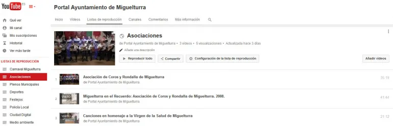 imagen captura canal Asociaciones Youtube, 2015