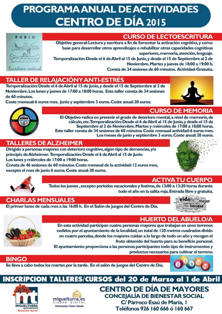 imagen cartel programación Centro de Día 2015