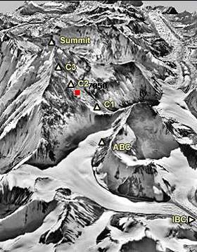 Ruta norte hacia el Campamento Base Avanzado