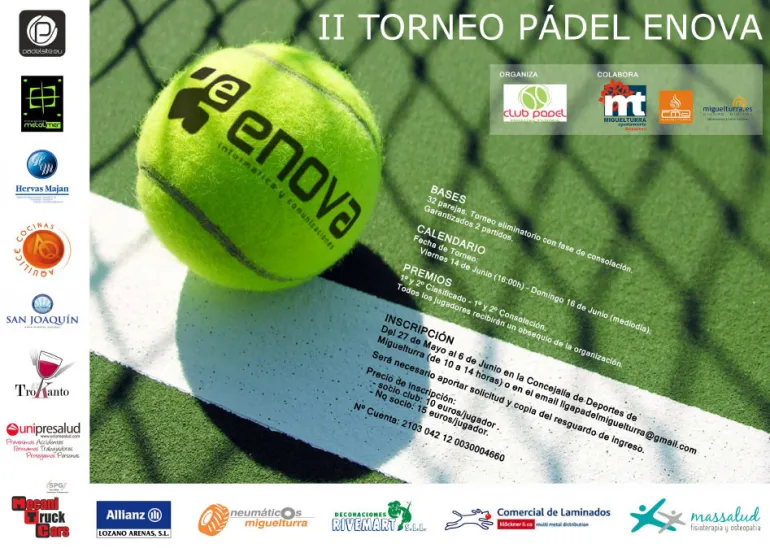 imagen cartel segundo torneo pádel Enova, 2013