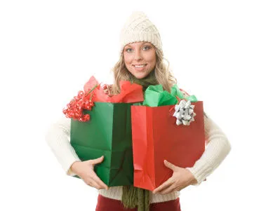 imagen de señora con compras navideñas