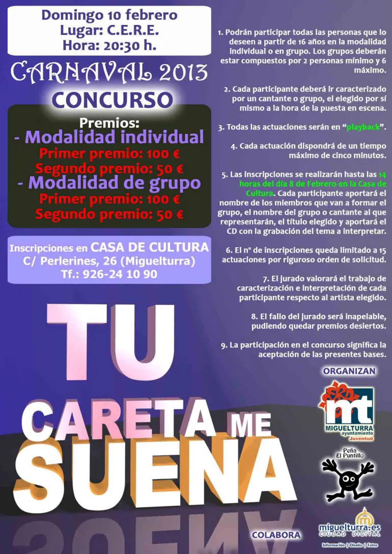 imagen cartel concurso tu careta me suena 2013