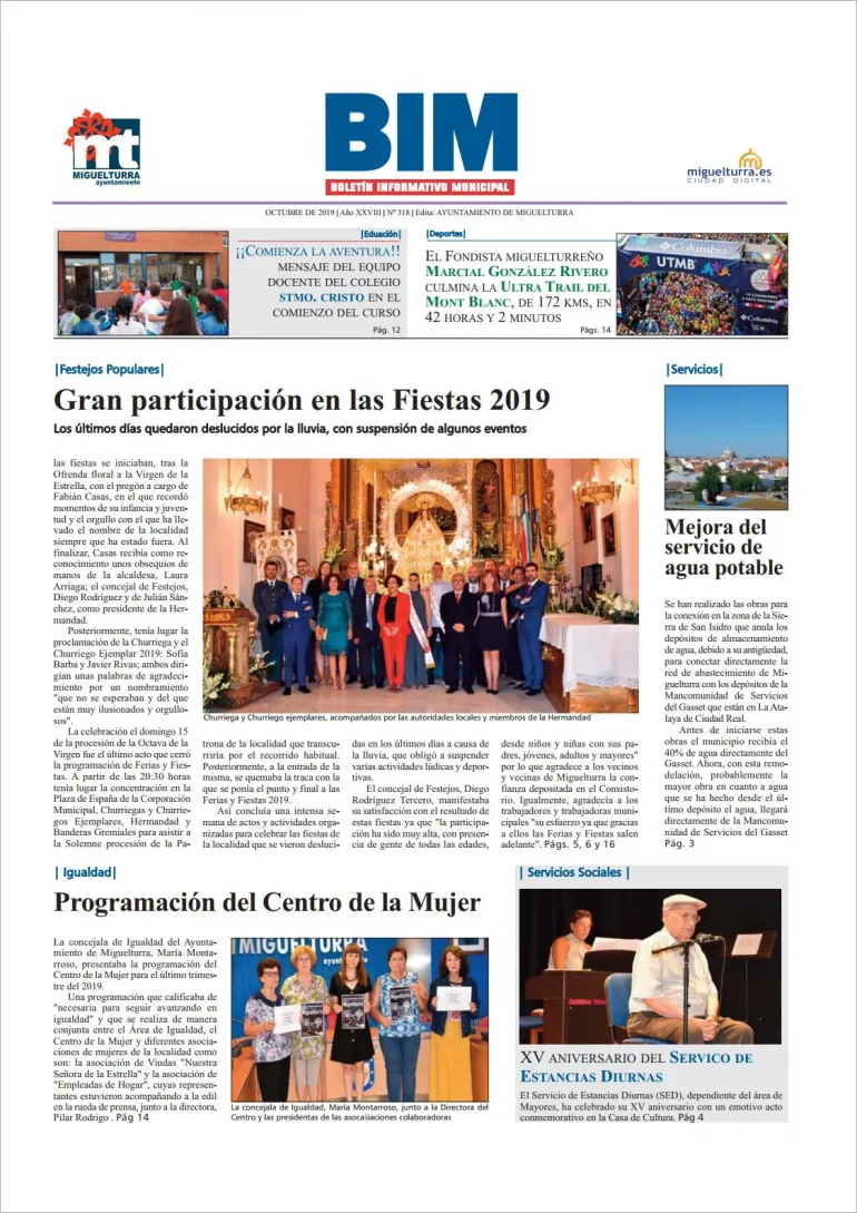 imagen de la portada del Boletín Informativo Municipal del mes de octubre de 2019