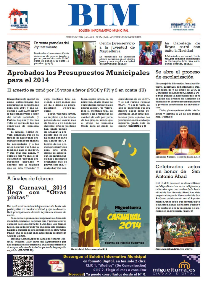 imagen portada del BIM de febrero de 2014