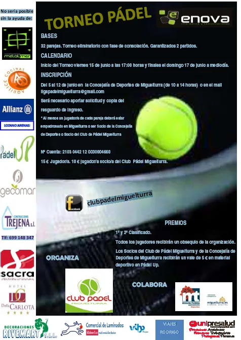 imagen cartel torneo padel enova miguelturra 2012