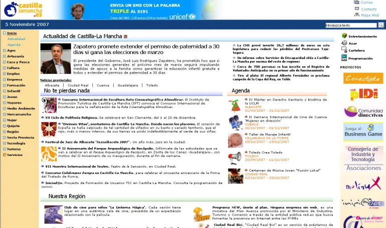 imagen portada www.castillalamancha.es, 5-11-2007