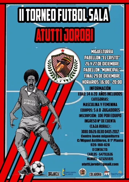imagen cartel torneo Fútbol Sala Navidad 2017 Atutti Jorobi Miguelturra