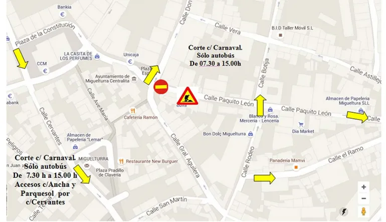 Plano alternativo de circulación corte calle Carnaval