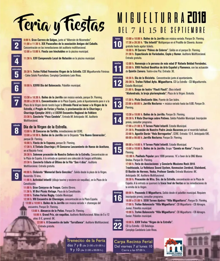 imagen cartel resumen actividades Ferias y Fiestas 2018 Miguelturra, diseño cartel Centro de Internet