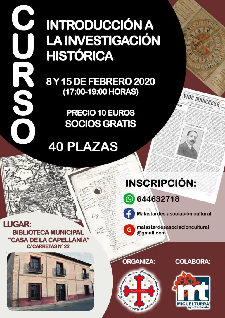 imagen cartel anunciador curso Malastardes, febrero de 2020