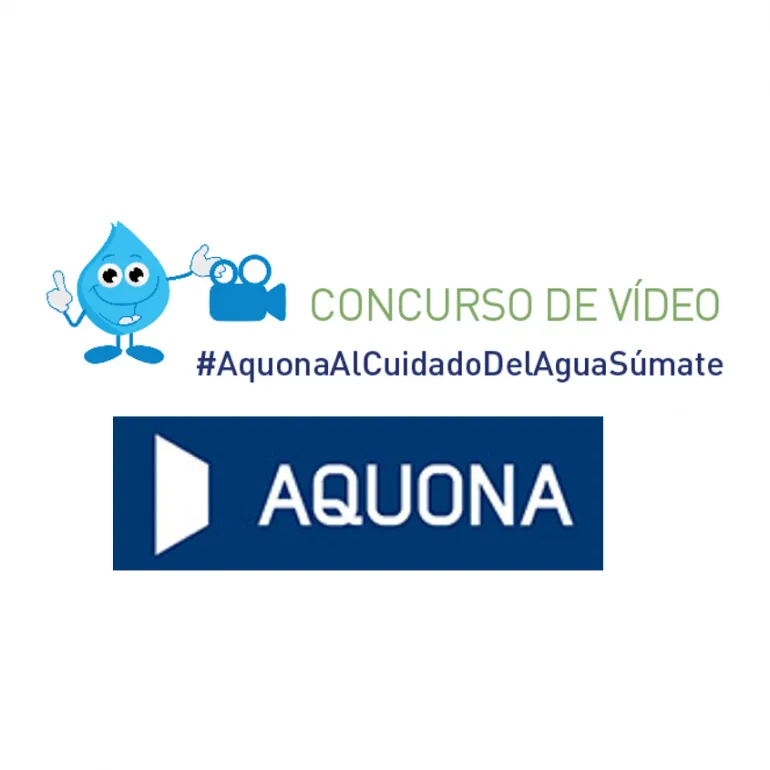 imagen del anagrama de Aquona y del concurso nacional de vídeo escolar 2018