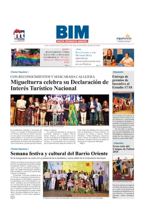 imagen de la portada del Boletín Informativo Municipal del mes de julio de 2018