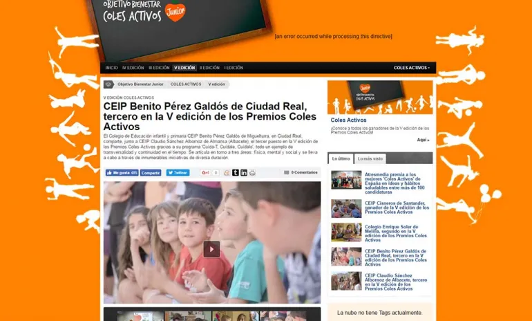 imagen captura pantalla Atresmedia donde se informa del premio al Benito Pérez Galdós, junio 2017