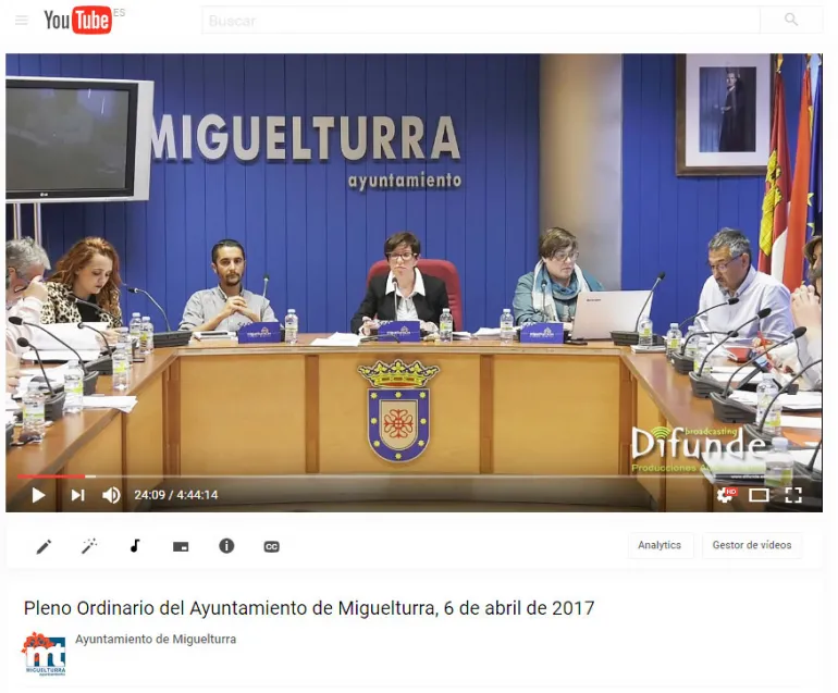 imagen captura pantalla Pleno Ordinario Ayuntamiento de Miguelturra, 6 abril 2017