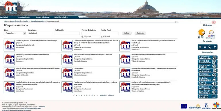 imagen captura pantalla de la zona de empleo de www.miguelturra.es a fecha 2018-06-05
