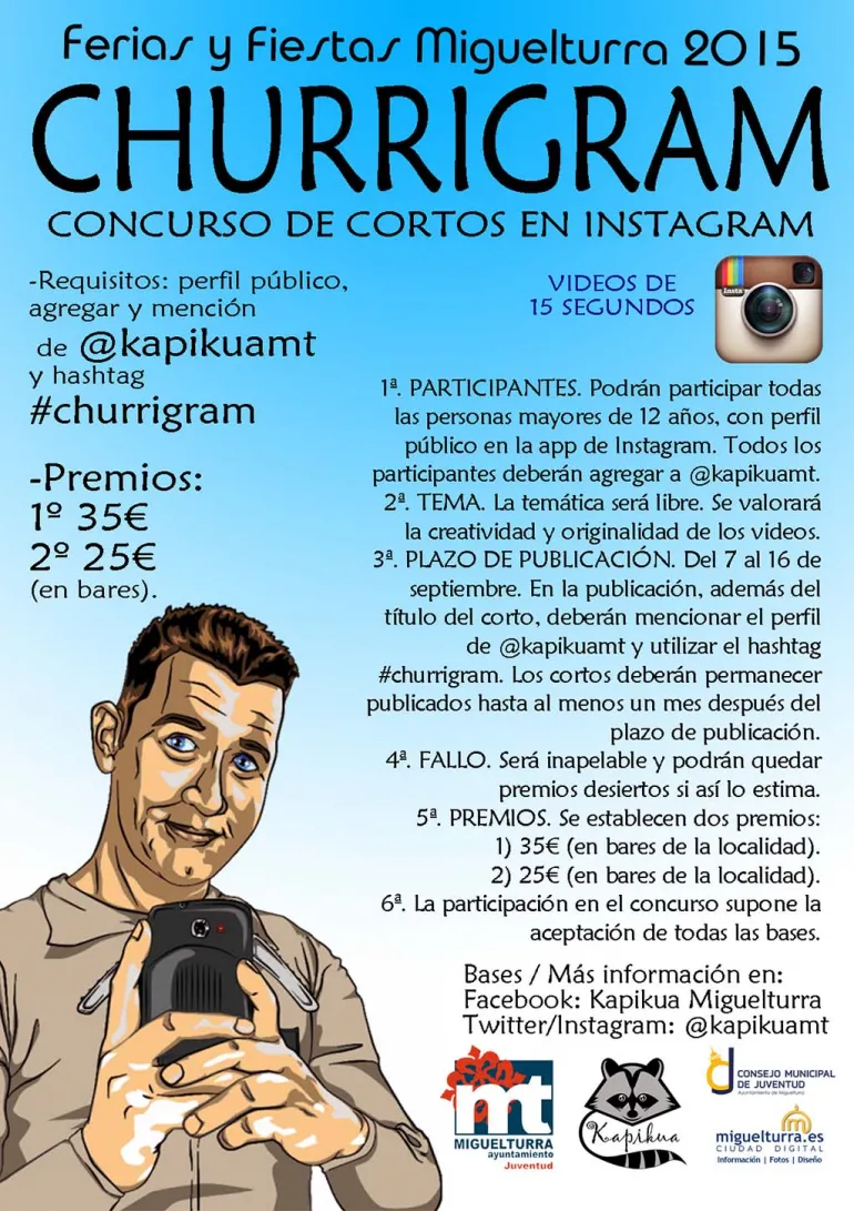 imagen del Cartel del concurso de videos cortos churrigram, Ferias 2015