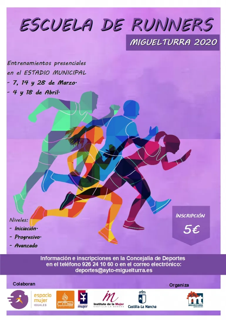 imagen del cartel de la Escuela de Runners de Miguelturra 2020, diseño cartel Centro de la Mujer de Miguelturra