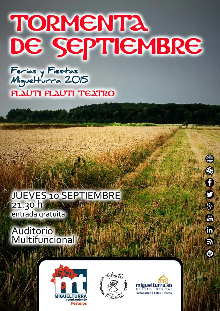 imagen del cartel de la obra de Teatro Tormenta de Septiembre, ferias 2015