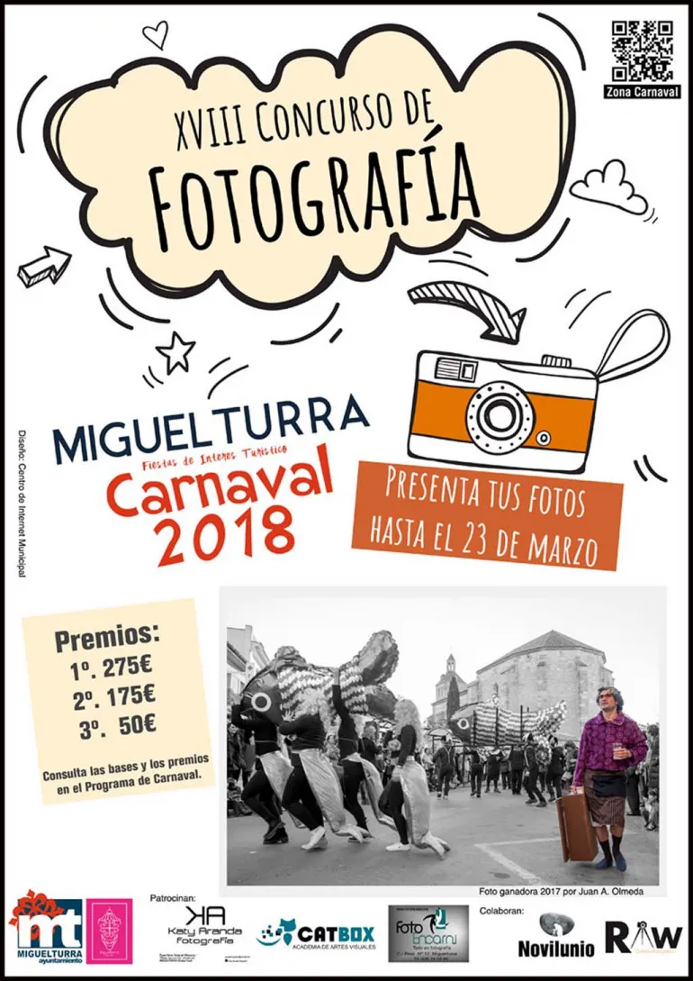 imagen del cartel alusivo al concurso de fotografía del Carnaval 2018 de Miguelturra, diseño Centro de Internet