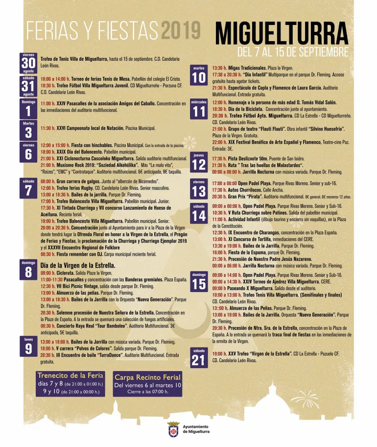 imagen del cartel anunciador de los eventos de Ferias y Fiestas 2019 de Miguelturra