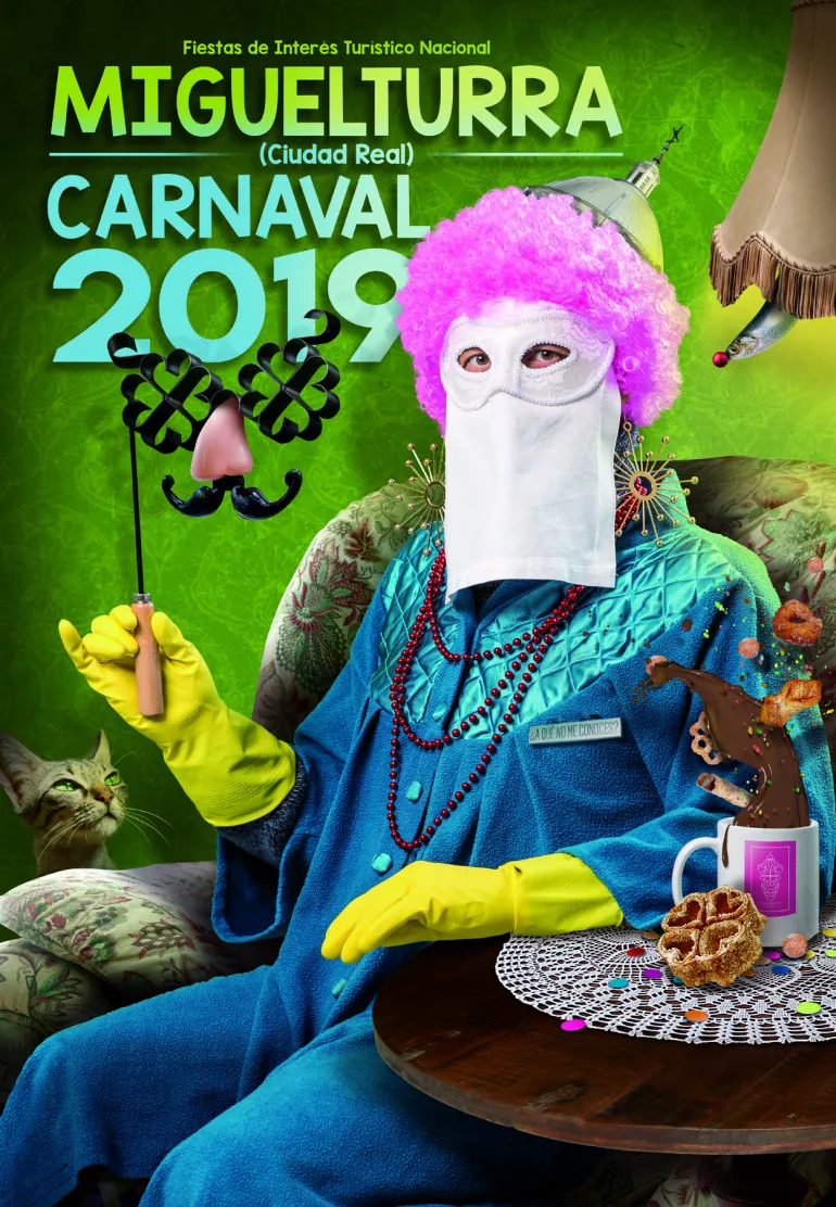 imagen del cartel anunciador de los pasados Carnavales de 2019 de Miguelturra, autor Cristobal Aguiló