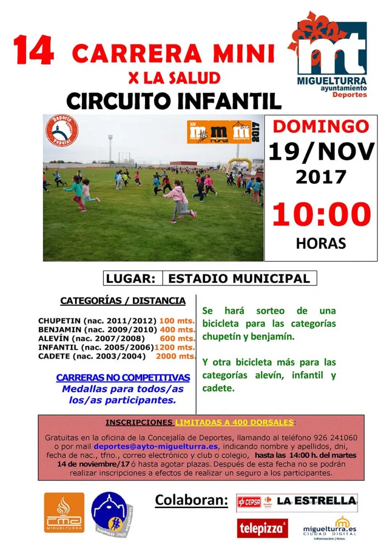 imagen del cartel de la carrera mini de Miguelturra, 19 noviembre 2017