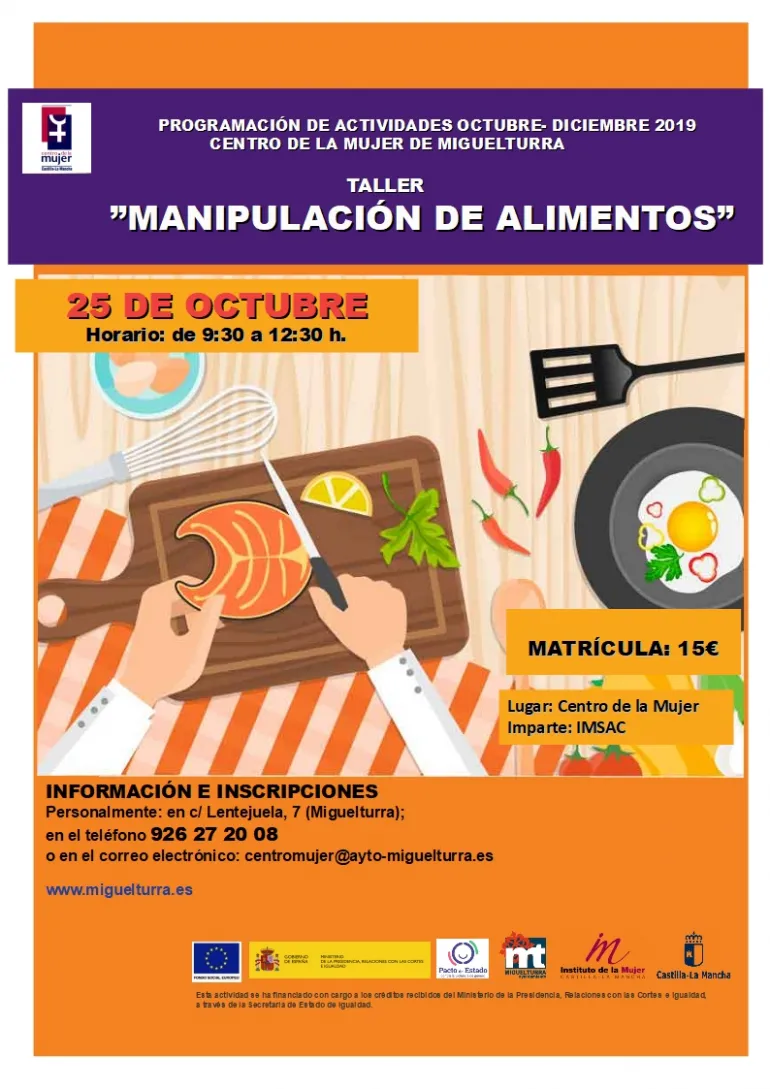 imagen cartel taller manipulación alimentos en Miguelturra, 2019-10-25