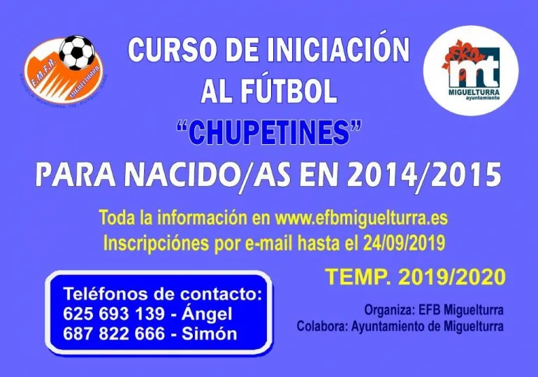 imagen cartel información inscripciones Chupetines temporada 2019-2020 Miguelturra