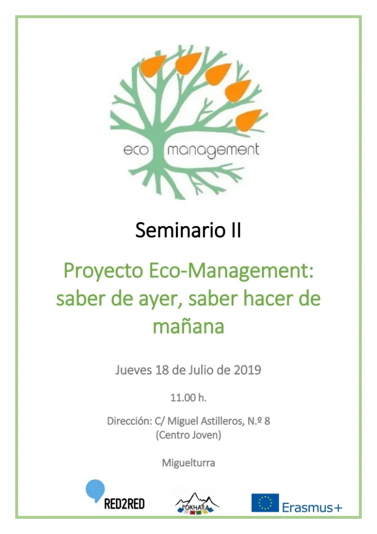 imagen del cartel del Seminiario Eco-Management, del 18 de julio de 2019 en Miguelturra