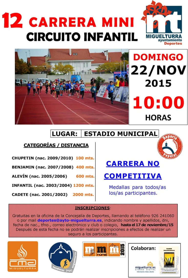 imagen del cartel anunciador de la Carrera Mini del 22 de noviembre de 2015 en Miguelturra