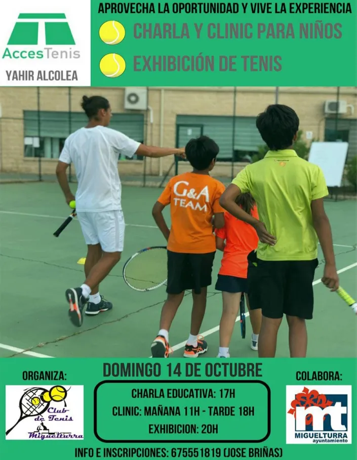 imagen del cartel del clinic de Tenis, Club de Tenis Miguelturra, 14 octubre 2018