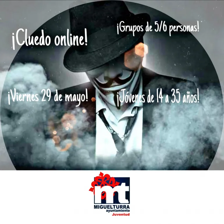 imagen del cartel del juego Cluedo on-line, mayo 2020 Miguelturra
