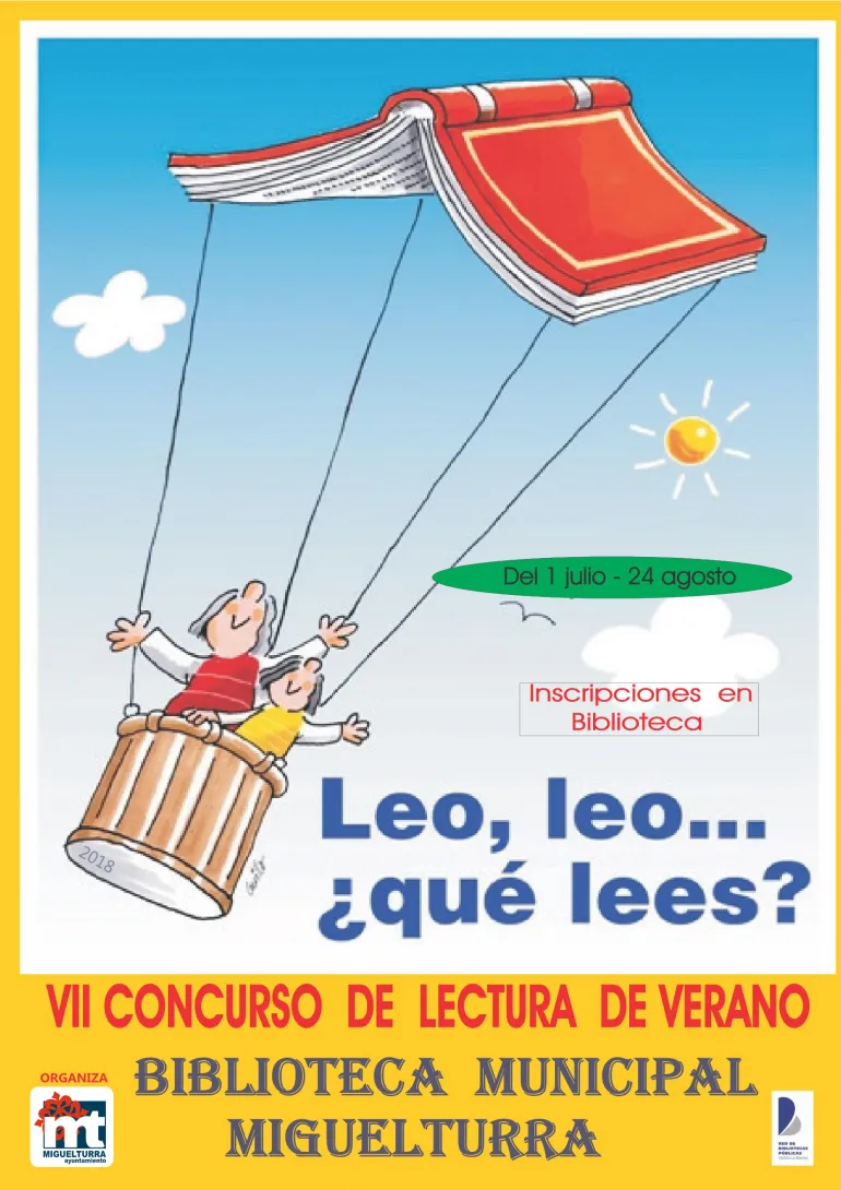 imagen del cartel de la séptima edición del concurso de lectura en verano Biblioteca Municipal Miguelturra 2018