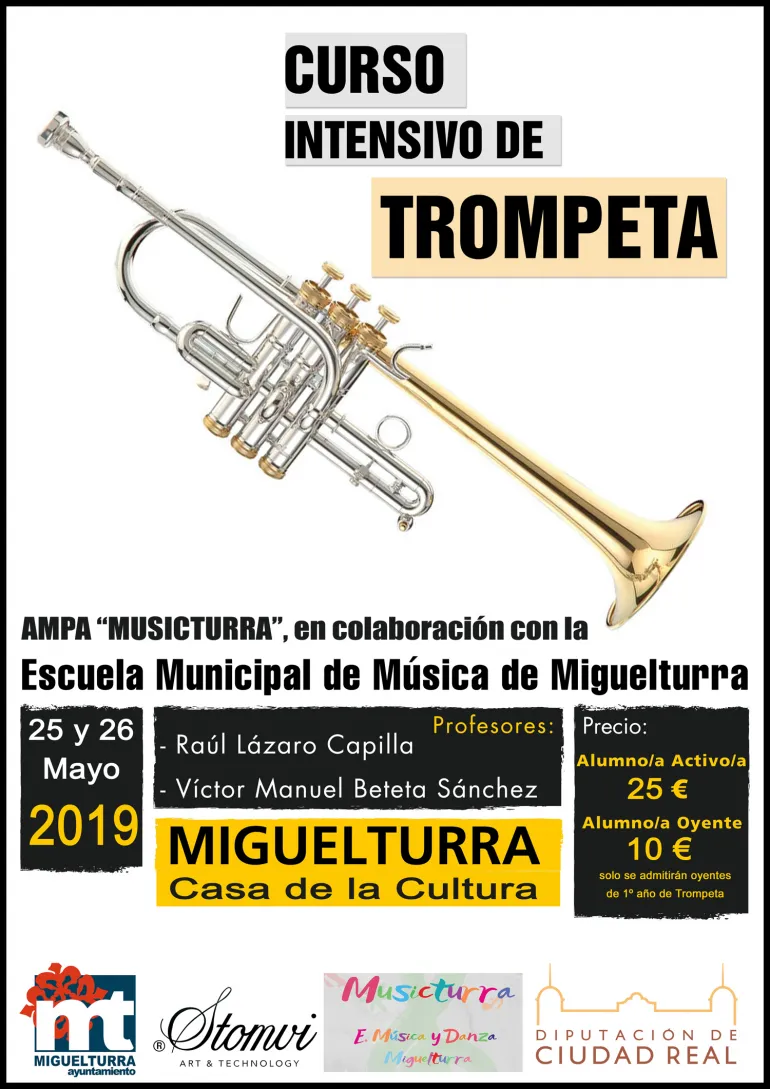 imagen del cartel del Curso Intensivo de Trompeta, mayo 2019 en Miguelturra