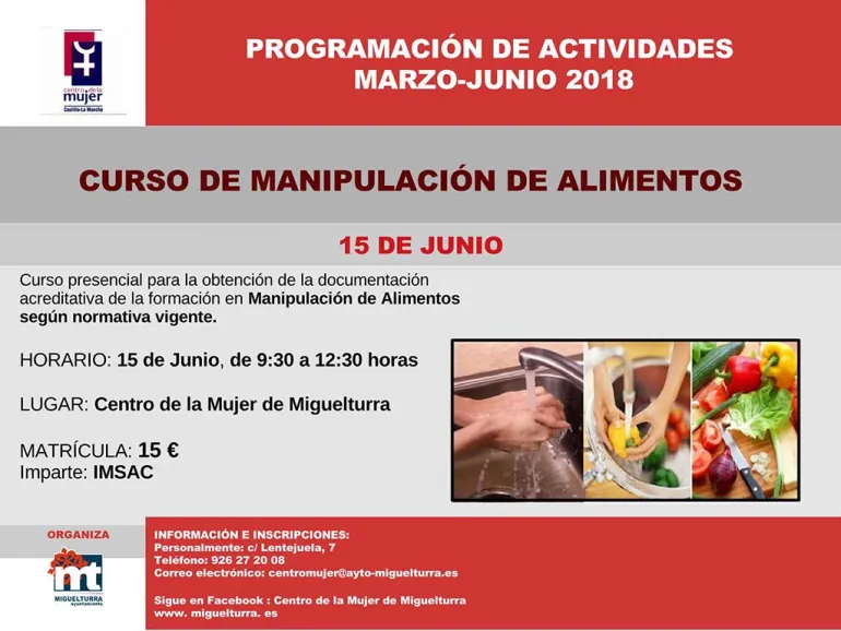 imagen del curso de manipulación de alimentos, junio 2018