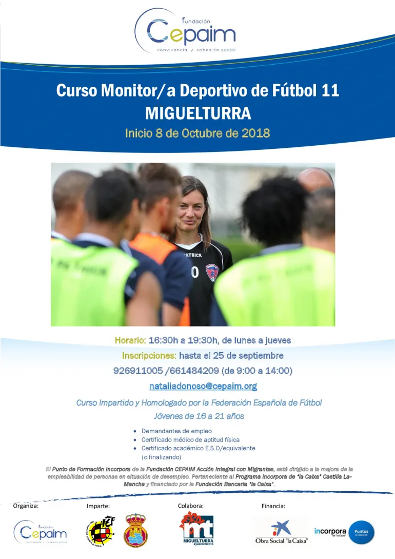 imagen del cartel del curso de monitor-a deportivo-a fútbol 11 en Miguelturra