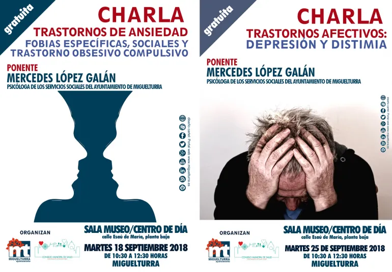 imagen de los carteles de ambas charlas de septiembre de 2018, diseño carteles portal web municipal