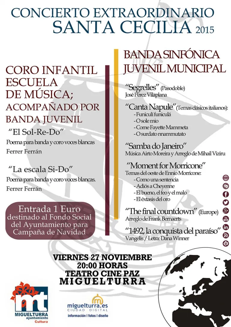 imagen del cartel del Concierto Extraordinario de Santa Cecilia, 27 noviembre 2015
