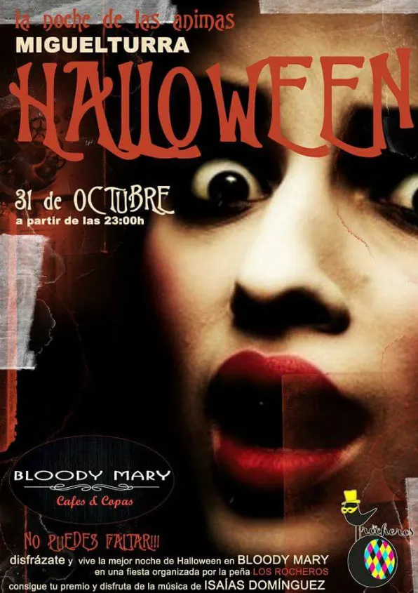 imagen cartel fiesta Halloween los Rocheros, octubre 2015