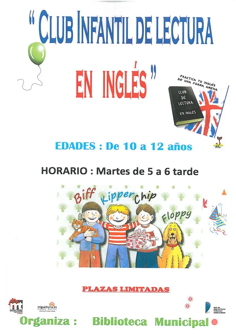 imagen del cartel del club infantil de lectura en inglés, septiembre 2015
