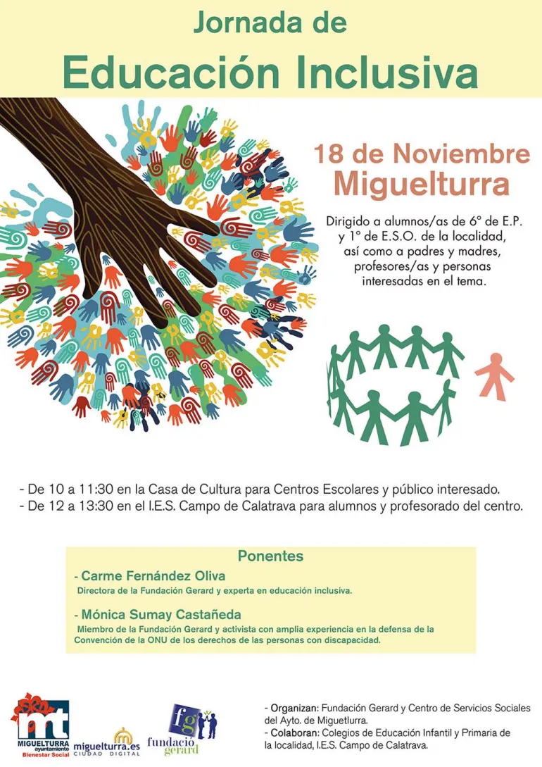 imagen del cartel de la Jornada de educación inclusiva, noviembre 2016